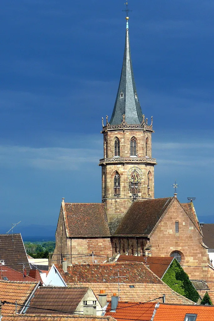 Church of Soultz-Haut-Rhin (France) as from the Bucheneck Castle