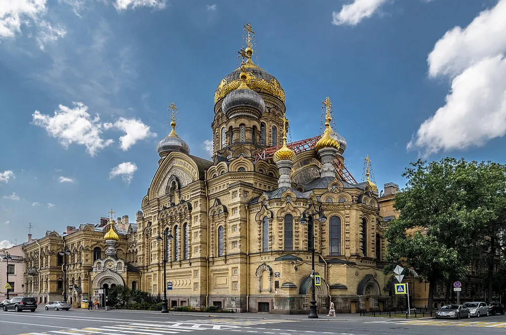 Church of the Dormition at Lieutenant Schmidt Embankment in Saint Petersburg