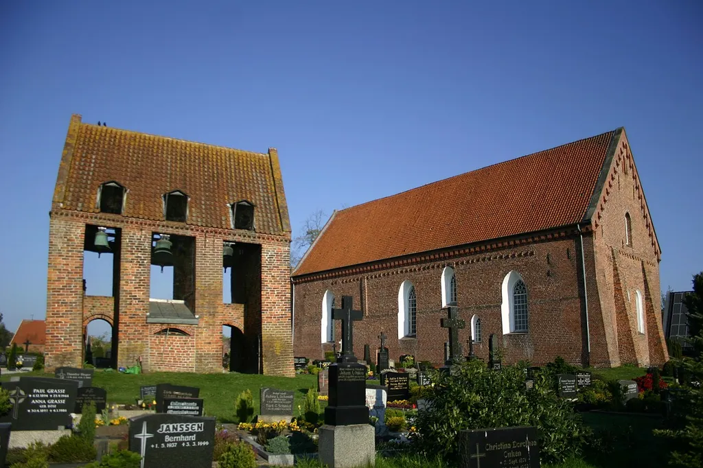 Historic church in Holtrop, district of Aurich, East Frisia, Germany