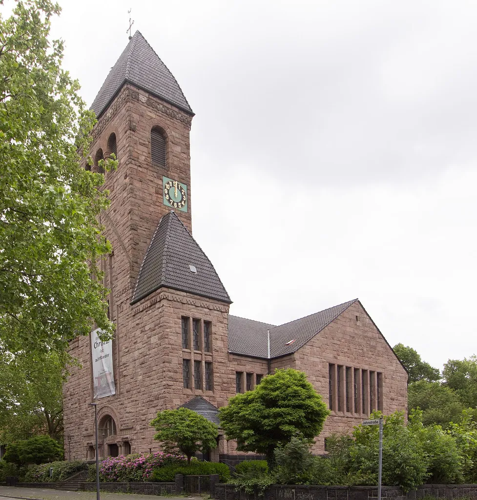 This file was uploaded with Commonist. Gelsenkirchen Baudenkmal 286, Ev. Kirche Jahnstrasse 23 - Hessler