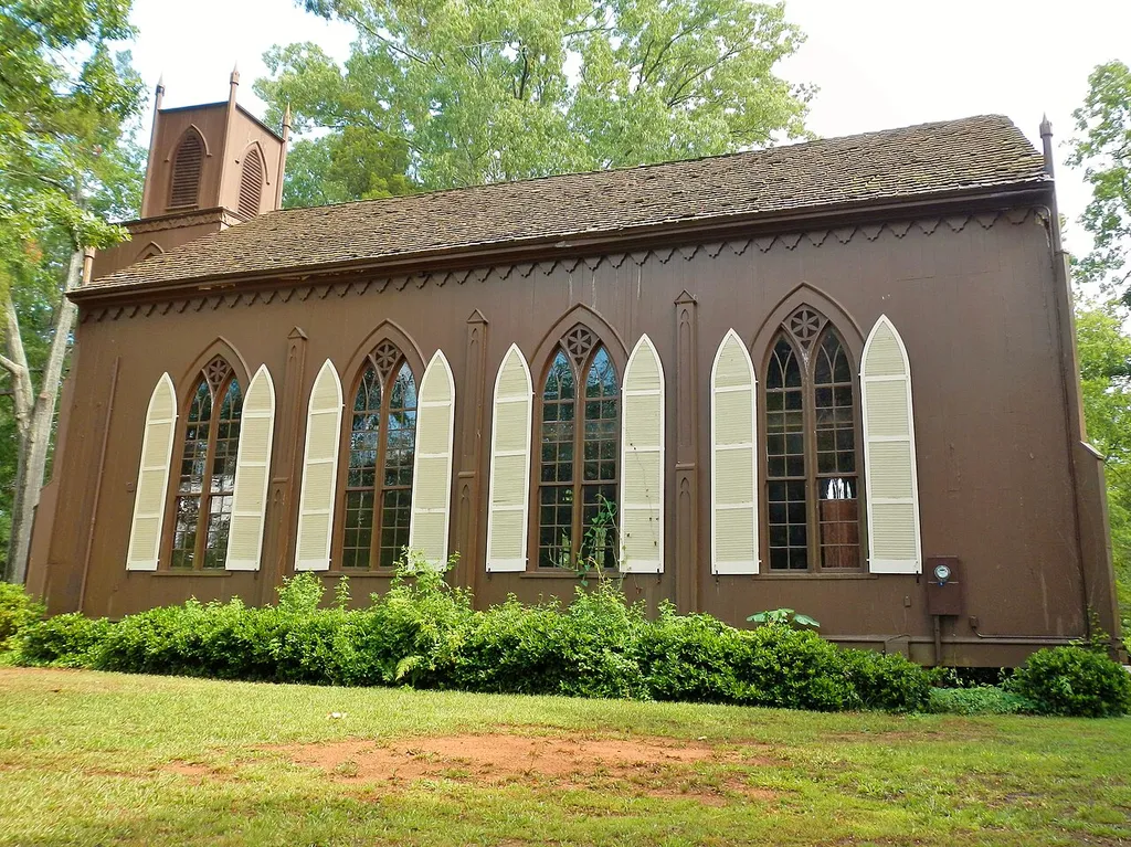 This is a photo of Zion Episcopal Church in Talbotton, GA. It is listed on the NRHP.