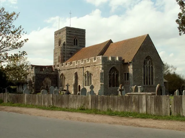 St. Andrew's church, Fingringhoe, Essex. This church has a Norman nave and the rest of the church is 14th century. The Normans used many Roman bricks in their building. It is a very attractive church and stands in a very nice setting.