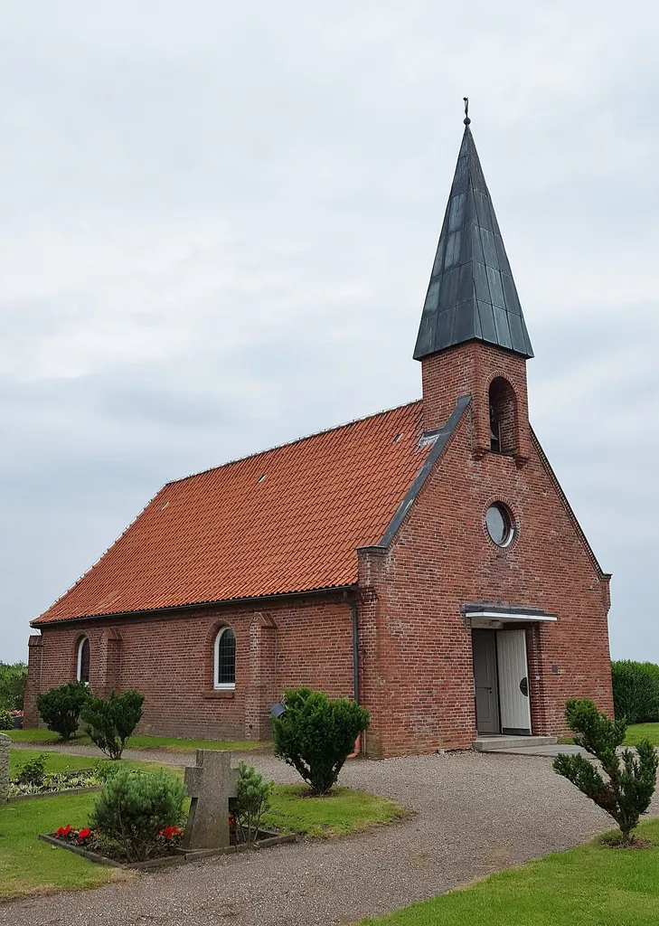 North-western view of St.Nicholas church in Ording, Sankt Peter-Ording municipality, Nordfriesland district, Schleswig-Holstein state, Germany