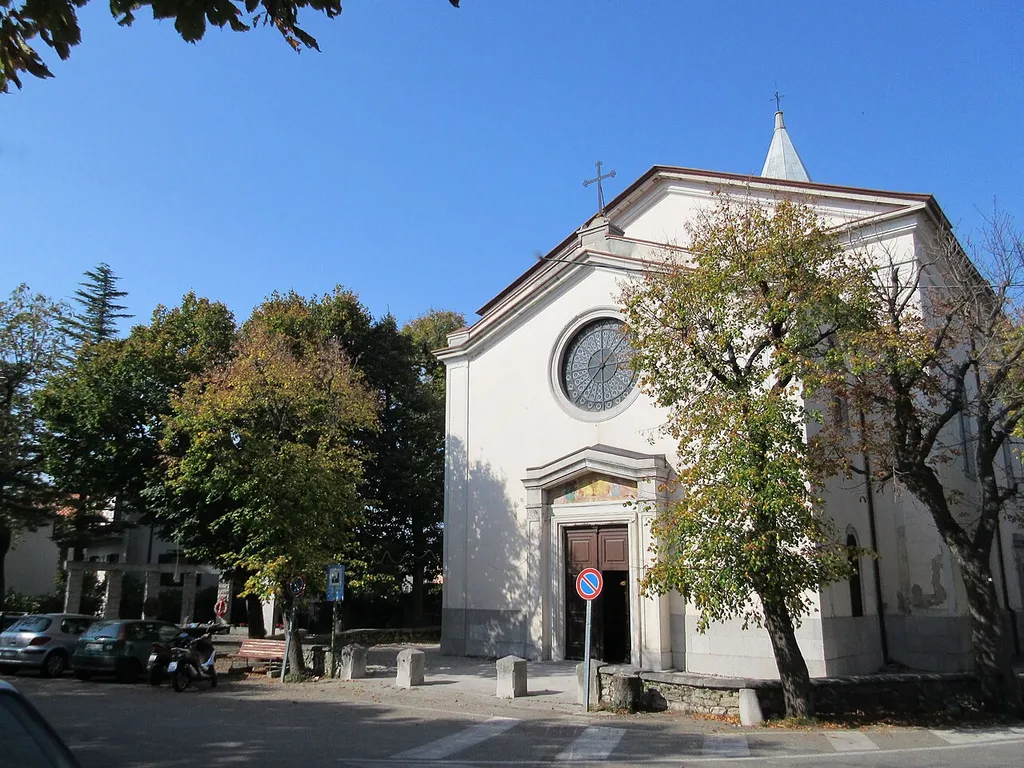 Italy - Trieste - Basovizza - Chiesa di Santa Maria Maddalena (1862) e monumento ai caduti