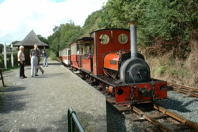 0-4-0 ST steam locomotive "COVERCOAT" (Hunslet 679 of 1898) at Newmills on the Launceston Steam Railway.