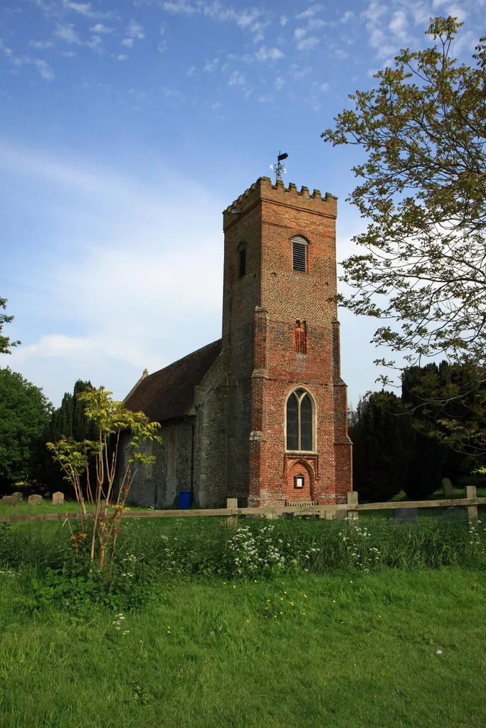 St Peter's parish church, Carlton, Suffolk, seen from west-northwest