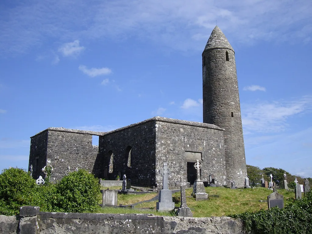 Photograph of Turlough church and round tower