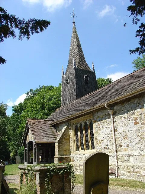 St Bartholomew Church, Burstow, Surrey. A delightful half timbered 11th century Church of England church in this tranquil village (other than all of Gatwick airports air traffic that thunders a few hundred metres overhead!). Restored 1884-95. More info at http://www.achurchnearyou.com/page.php?V=565&amp;P=207