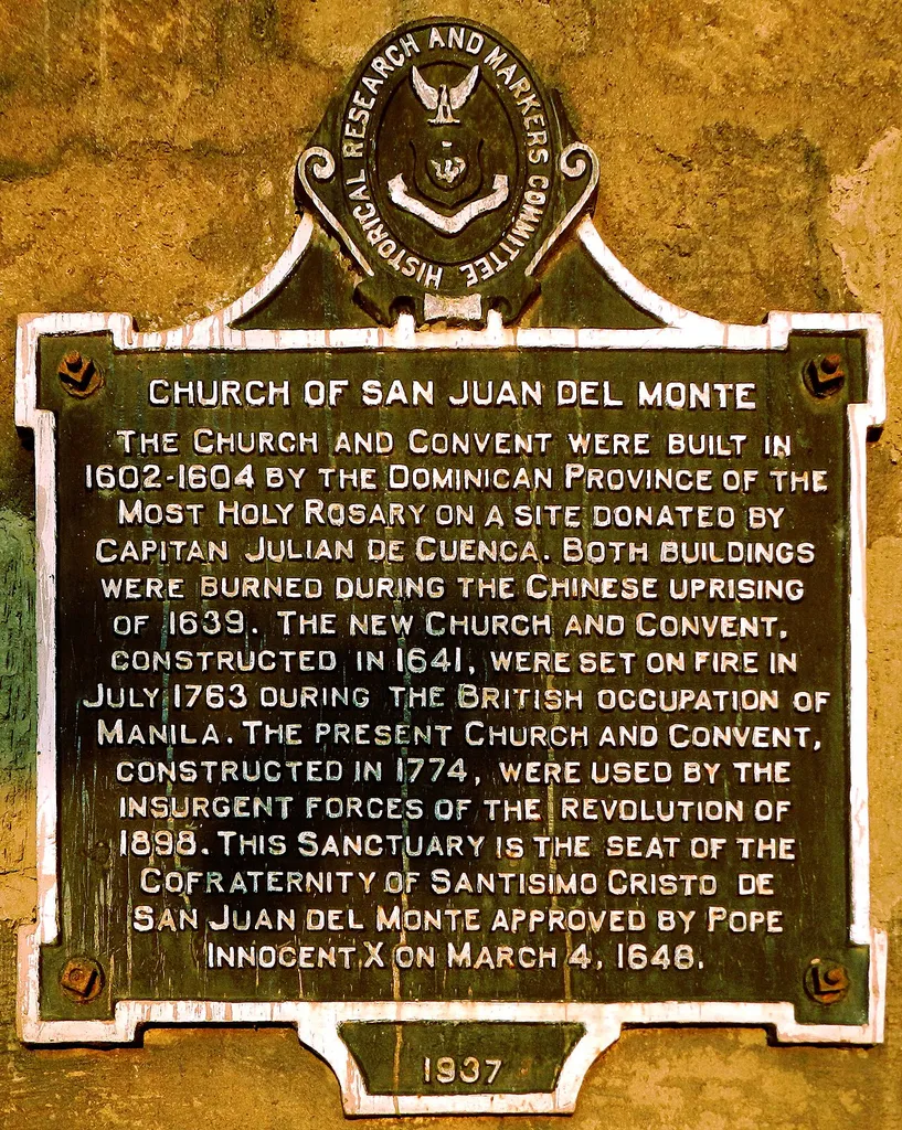 Historical marker installed by the Historical Research and Markers Committee for w:Santuario del Santo Cristo.
