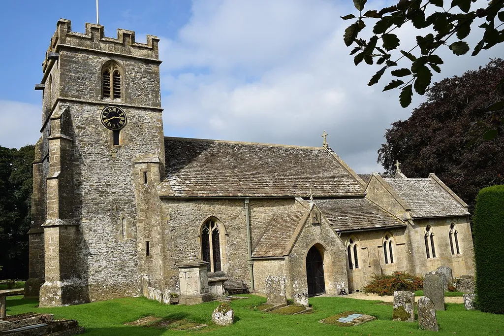 Miserden Church (St. Andrew), 7 September 2016. Early 11th Century Saxon nave, 12th Century Norman chancel, 14th Century Decorated porch, 15th Century Perpendicular tower &amp; memorial chapel (south of the chancel), early 18th Century chapel south of nave, early 18th Century Georgian north chapel (1730). The church was restored in 1866 when the nave chapels were arcaded to give the appearance of aisles. At the same time the nave and chancel were reroofed, the windows altered and the chancel arch enlarged. Pictured is the south elevation.