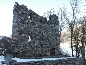 Medieval castle ruins stone  house and the ruins of a Zwingherren castle