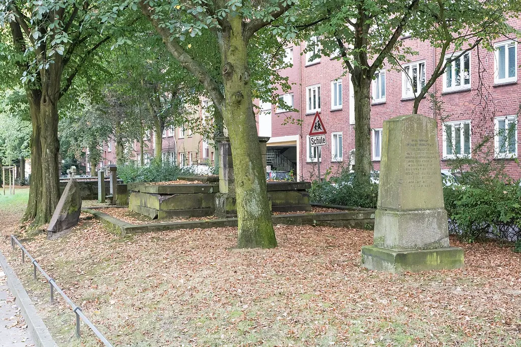 Grabmale auf dem ehemaligen Heilig-Geist-Kirchhof in Hamburg-Altona-Altstadt.