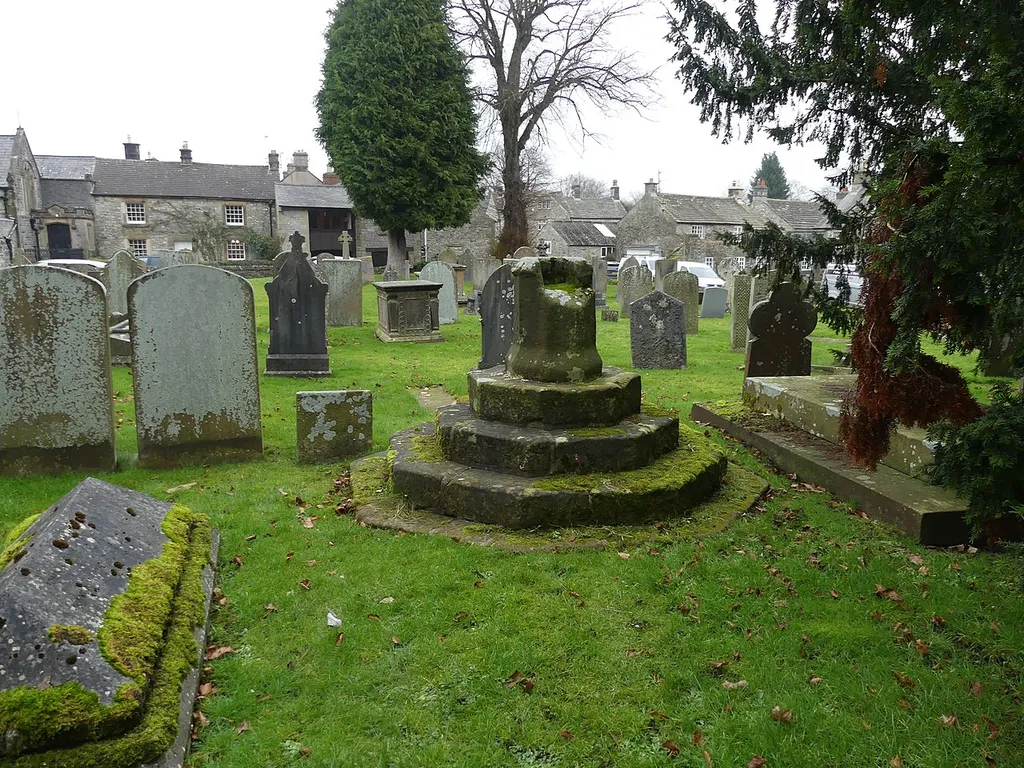 Churchyard Cross: Grade II listed building in Ashford in the Water, Derbyshire. .mw-parser-output .messagebox{margin:4px 0;width:auto;border-collapse:collapse;border:2px solid var(--border-color-progressive,#6485d1);background-color:var(--background-color-neutral-subtle,#fbfcff);color:var(--color-base,#202122);box-sizing:border-box;border-inline-start-width:8px}.mw-parser-output .messagebox.mbox-small{font-size:88%;line-height:1.25em}.mw-parser-output .mbox-warning,.mw-parser-output .mbox-speedy{border:2px solid var(--border-color-error,#b22222);background:var(--background-color-error-subtle,#ffdbdb);border-inline-start-width:8px}.mw-parser-output .mbox-serious,.mw-parser-output .mbox-delete,.mw-parser-output .mbox-stop{border:2px solid var(--border-color-error,#b22222);border-inline-start-width:8px}.mw-parser-output .mbox-issue,.mw-parser-output .mbox-content{border:2px solid #f28500;background:var(--background-color-warning-subtle,#ffe);border-inline-start-width:8px}.mw-parser-output .mbox-query,.mw-parser-output .mbox-style{border:2px solid #f4c430;background:var(--background-color-warning-subtle,#ffe);border-inline-start-width:8px}.mw-parser-output .mbox-shit{border:2px solid #960;border-inline-start-width:8px}.mw-parser-output .mbox-license{border:2px solid #88a;border-inline-start-width:initial}.mw-parser-output .mbox-legal{border:2px solid var(--border-color-notice,#666);background:var(--background-color-base,#fff);border-inline-start-width:8px}.mw-parser-output .mbox-honor{border:2px solid #ca3;background:var(--background-color-warning-subtle,#fcf4db);border-inline-start-width:8px}.mw-parser-output .mbox-growth{border:2px solid #8d4;background:var(--background-color-success-subtle,#d5fdf4);border-inline-start-width:8px}.mw-parser-output .mbox-move{border:2px solid #93c;border-inline-start-width:8px}.mw-parser-output .mbox-protection,.mw-parser-output .mbox-message{border:2px solid var(--border-color-base,#aaa);border-inline-start-width:8px}.mw-parser-output 
