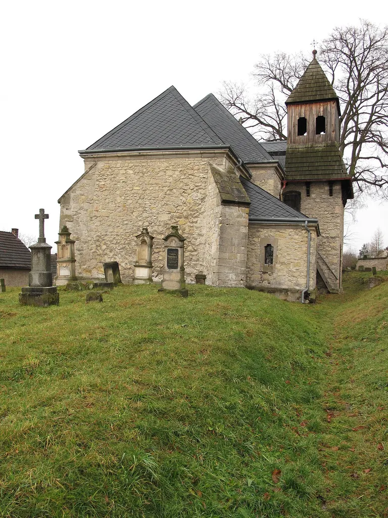 Church of the Beheading of St. John the Baptist in Krpy village, Mladá Boleslav District, Czech Republic.