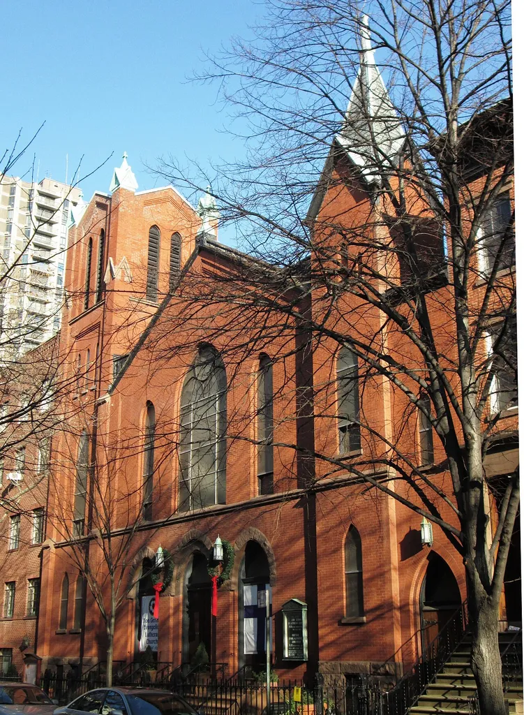 The Zion German Evangelist-Lutheran Church at 125-131 Henry Street between Clark and Pierrepont Streets in the Brooklyn Heights neighborhood of Brooklyn, New York, was built in 1840 as the Second Reformed Dutch Church, but by 1851 had become a dance hall. The ZGELC congregation has been in existence since 1855 and bought the church building in 1856 for $14,500. It is located within the Brooklyn Heights Historic District. (Sources: AIA Guide to NYC (5th ed.) and ZGELC website)