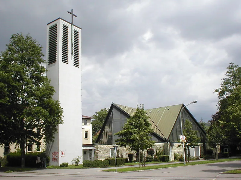 Aukirche in Heilbronn. Design: Architect Gustav Kistenmacher, 1957. Greek orthodox comunity of St. Konstantin and Helena