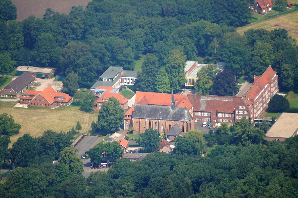 The monastery Mariengarden and the church St. Marien in Burlo, city of en:Borken, North Rhine-Westphalia, Germany.