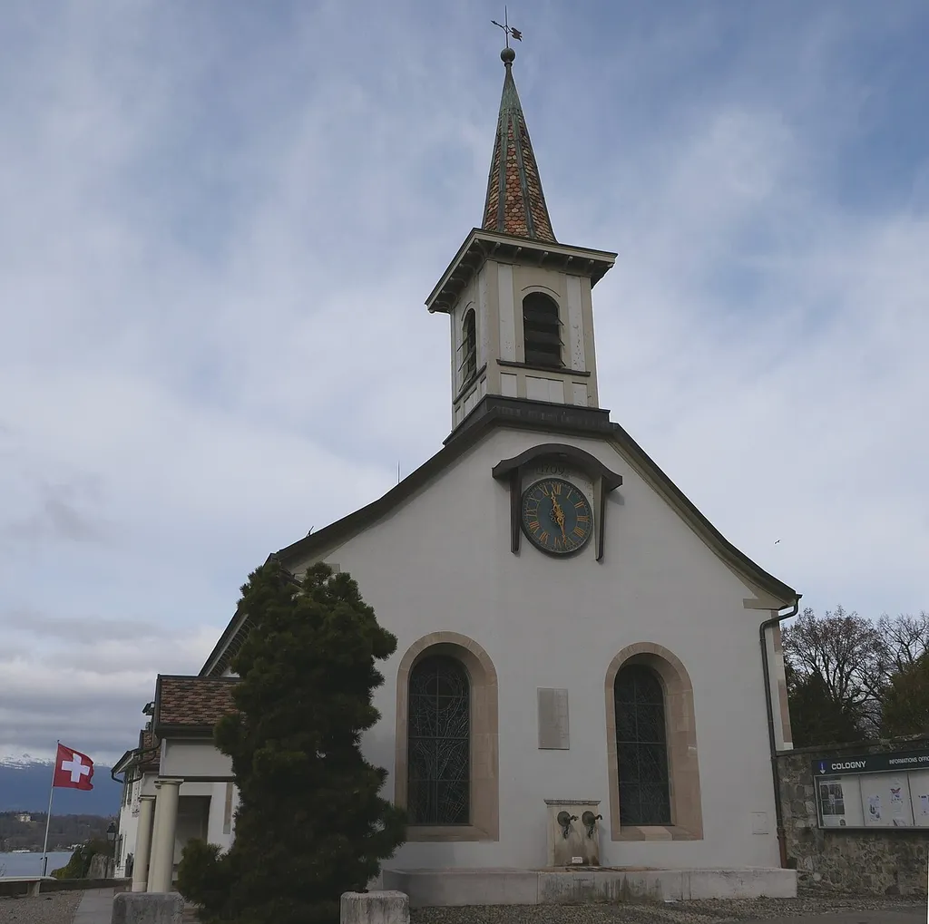 The protestant church of Cologny in the canton of Geneva, Switzerland, constructed in 1709/1710 to replace a catholic church.