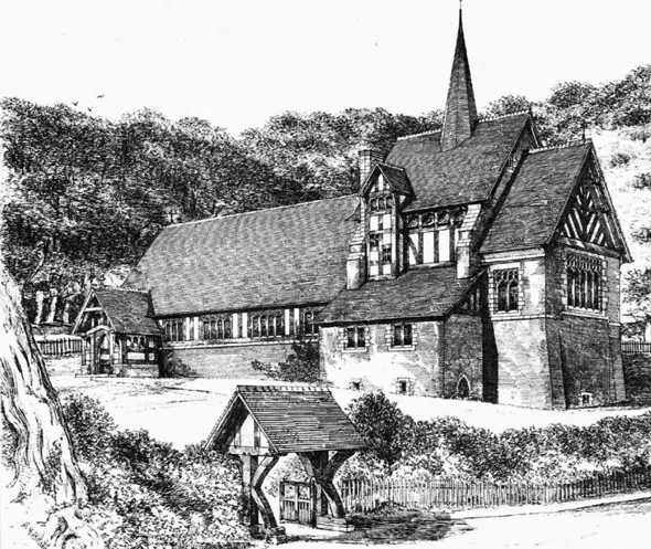 Architect's drawing of St Chad's Church, Hopwas