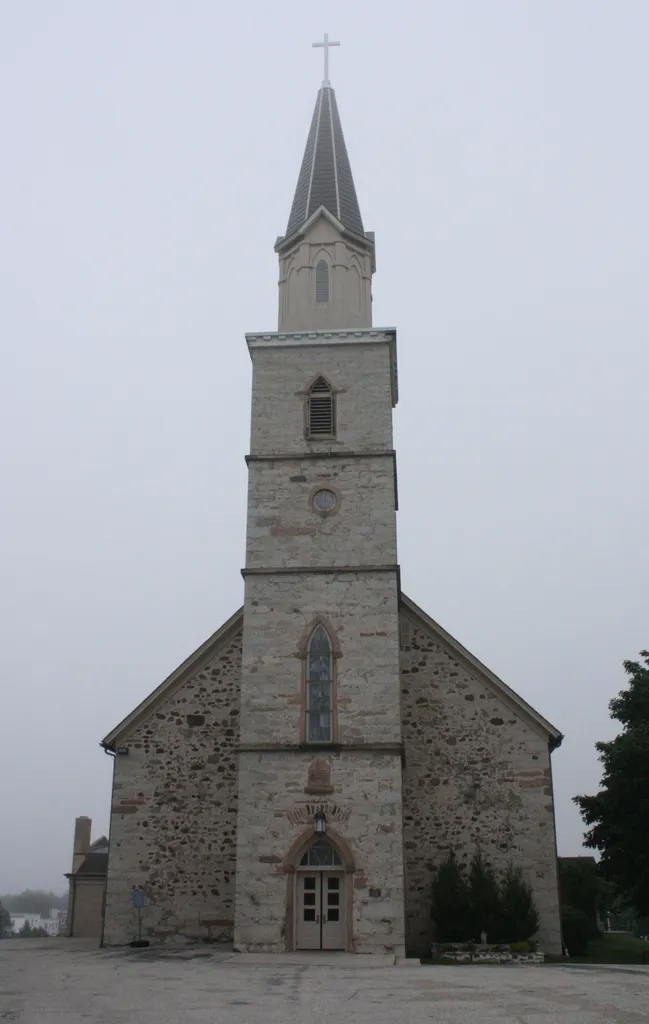 The St. Gregory Church, listed on the National Register of Historic Places in w:St. Nazianz, Wisconsin. This file was uploaded with Commonist.