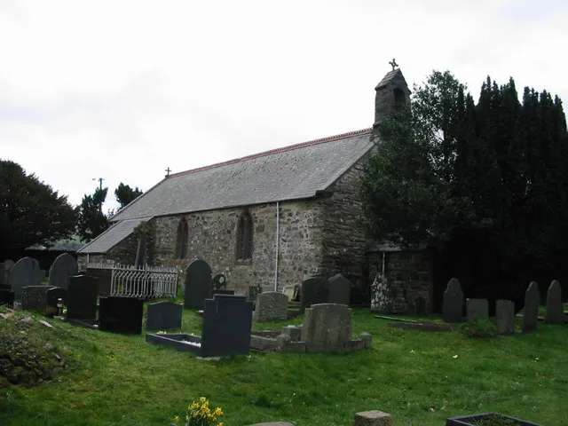 Eglwys Llanfihangel-y-traethau, near to Ynys, Gwynedd, Wales. An isolated church, typical of the Welsh countryside.