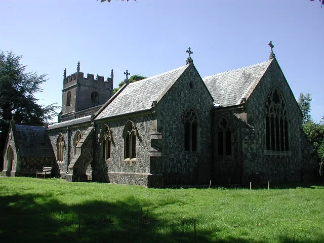 Burbage, Wiltshire. The parish church of All Saints is difficult to find without an OS Map to hand - situated a little to the east of the main road through the village.