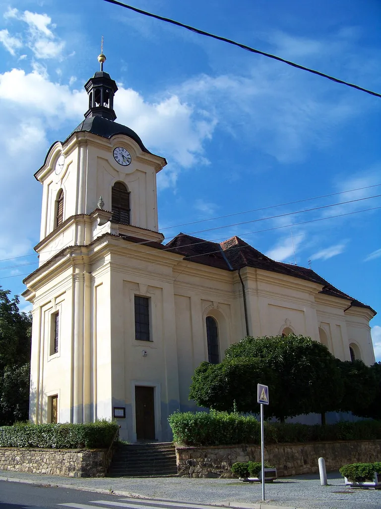 Zdice, Beroun District, Central Bohemian Region, the Czech Republic. A church, a view from Vorlova street.
