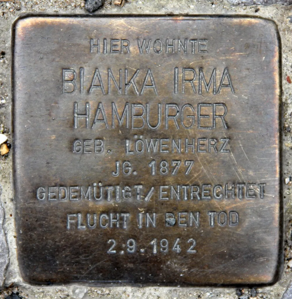 "Stolperstein" (stumbling block), Bianka Irma Hamburger, Englerallee 6, Berlin-Dahlem, Germany