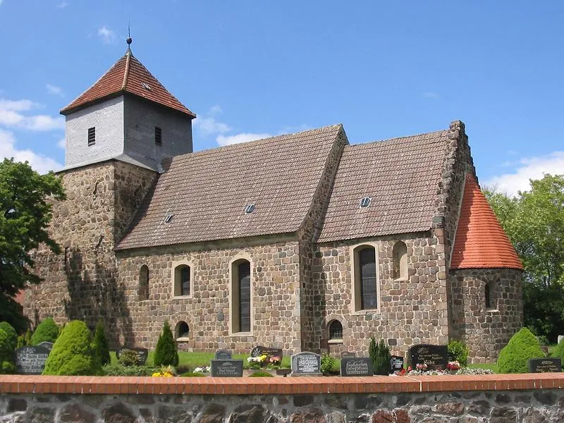 Church Lüsse, built in 13th century, spire in 15th/16th century. Lüsse is an incorporated part of the town Belzig in Brandenburg, Germany.