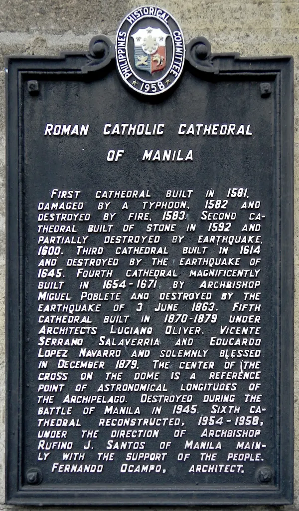 Roman Catholic Cathedral of Manila historical marker
