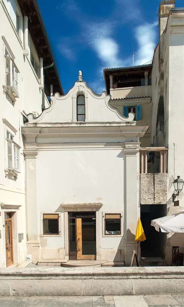St. Donatus's Church in Piran. It is an abandoned church that now serves as an art gallery. It was built in the 14th century and redesigned in the Baroque period.