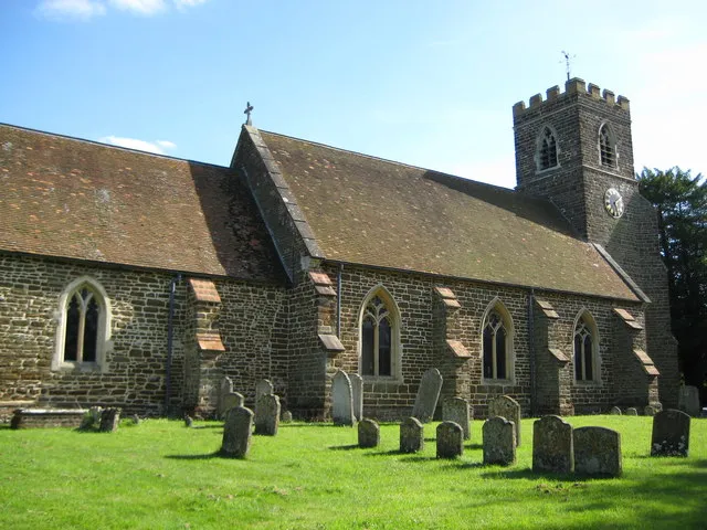 Parish church of St James the Apostle, Pulloxhill, Bedfordshire, seen from the north. The building was dedicated in 1219. The tower collapsed into the nave in 1653. Eventually the roof collapsed too. In 1845–46 the building was completely restored.