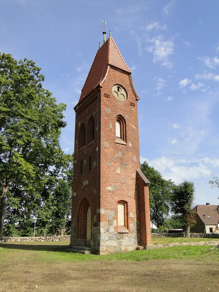 Church tower in Dargelütz, district Parchim, Mecklenburg-Vorpommern, Germany