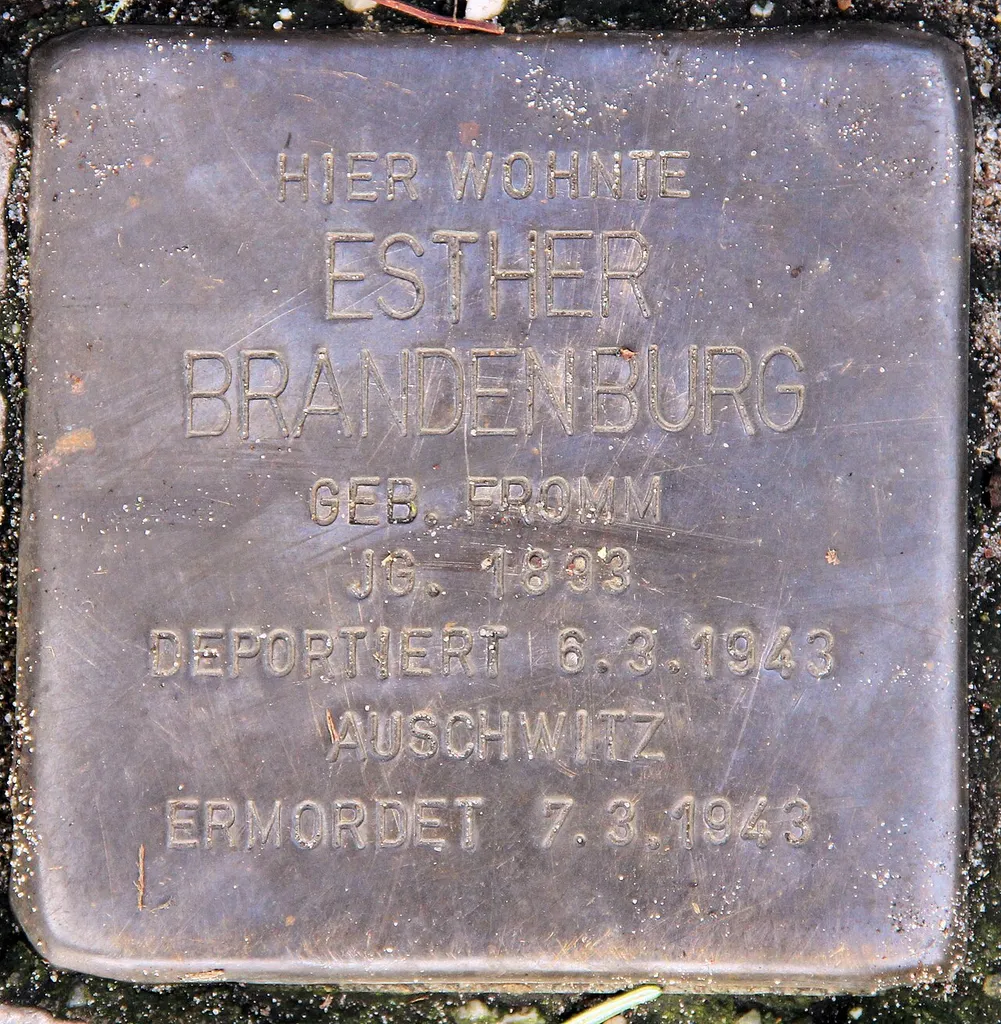 "Stolperstein" (stumbling block), Esther Brandenburg, Rolandstraße 4, Berlin-Schlachtensee, Germany