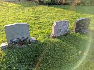 Group Of 3 Headstones Adjoining South Side Of Tower At Church Of St Peter And St Paul