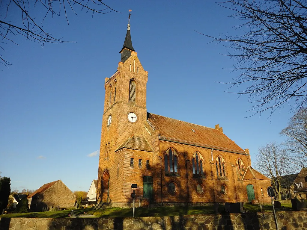 South-western view of the church in Freudenberg , Beiersdorf-Freudenberg municipality, Märkisch-Oderland district, Brandenburg state, Germany