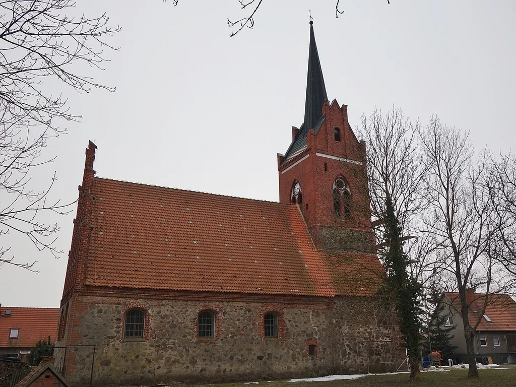 North-eastern view of church in Falkenhagen, Pritzwalk municipality, Prignitz district, Brandenburg state, Germany