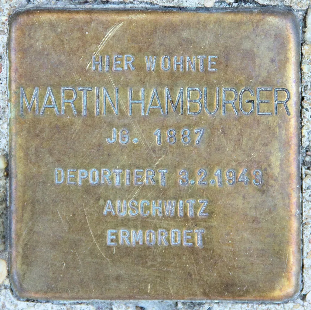 "Stolperstein" (stumbling block), Martin Hamburger, Stolzenfelsstraße 2, Berlin-Karlshorst, Germany