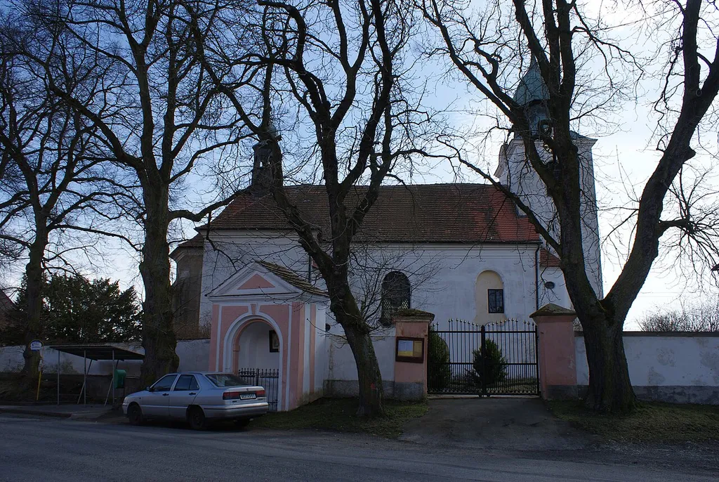 Měčín, town in Klatovy district, Czech Republic. The St Nicholas church.
