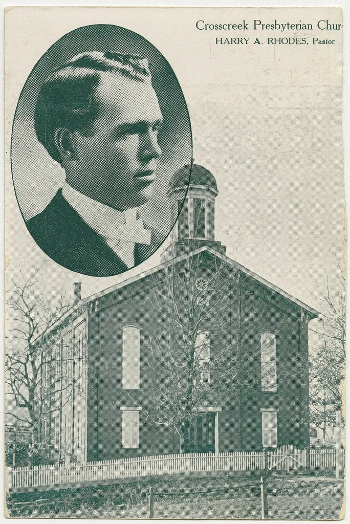 Presbyterian church in Crosscreek, Pennsylvania from a pre-1923 postcard From RG 428, Postcard Collection, Presbyterian Historical Society, Philadelphia, Pennsylvania