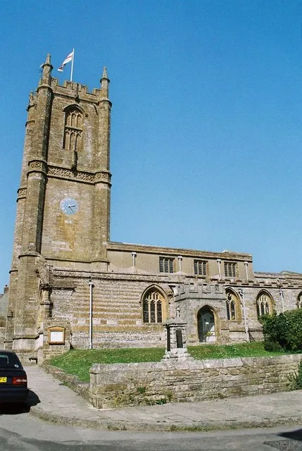 16th-century nave and west tower of St Mary the Virgin parish church, Cerne Abbas, Dorset, seen from the south