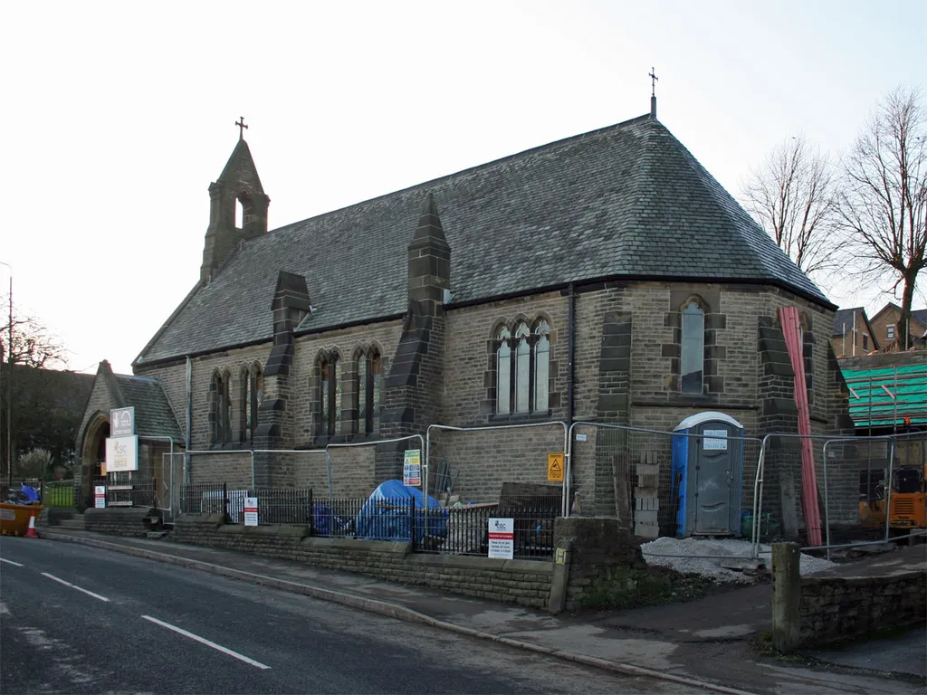 The former parish church of St James the Less, Spring Bank Road, New Mills, Derbyshire, being converted into the Spring Bank Arts centre