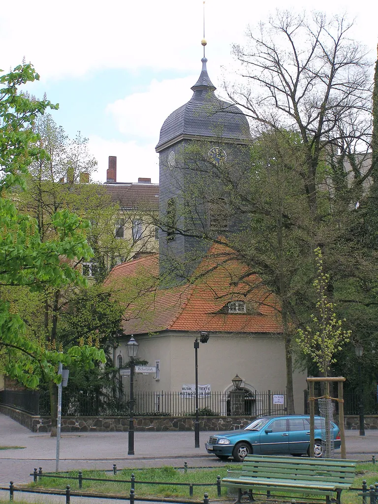 „Böhmisch-Rixdorf“ in Berlin, Bethlehem Kirch („Rixdorfer Dorfkirche“) „Český Rixdorf“ v Berlíně, Betlémský kostel („Rixdorfský vesnický kostel“) „Bohemian Rixdorf“ in Berlin, Bethlehem Curch („Rixdorf village church“)
