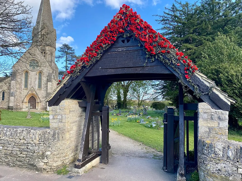 War Memorial Lychgate at St Michael and All Angels Church .mw-parser-output .messagebox{margin:4px 0;width:auto;border-collapse:collapse;border:2px solid var(--border-color-progressive,#6485d1);background-color:var(--background-color-neutral-subtle,#fbfcff);color:var(--color-base,#202122);box-sizing:border-box;border-inline-start-width:8px}.mw-parser-output .messagebox.mbox-small{font-size:88%;line-height:1.25em}.mw-parser-output .mbox-warning,.mw-parser-output .mbox-speedy{border:2px solid var(--border-color-error,#b22222);background:var(--background-color-error-subtle,#ffdbdb);border-inline-start-width:8px}.mw-parser-output .mbox-serious,.mw-parser-output .mbox-delete,.mw-parser-output .mbox-stop{border:2px solid var(--border-color-error,#b22222);border-inline-start-width:8px}.mw-parser-output .mbox-issue,.mw-parser-output .mbox-content{border:2px solid #f28500;background:var(--background-color-warning-subtle,#ffe);border-inline-start-width:8px}.mw-parser-output .mbox-query,.mw-parser-output .mbox-style{border:2px solid #f4c430;background:var(--background-color-warning-subtle,#ffe);border-inline-start-width:8px}.mw-parser-output .mbox-shit{border:2px solid #960;border-inline-start-width:8px}.mw-parser-output .mbox-license{border:2px solid #88a;border-inline-start-width:initial}.mw-parser-output .mbox-legal{border:2px solid var(--border-color-notice,#666);background:var(--background-color-base,#fff);border-inline-start-width:8px}.mw-parser-output .mbox-honor{border:2px solid #ca3;background:var(--background-color-warning-subtle,#fcf4db);border-inline-start-width:8px}.mw-parser-output .mbox-growth{border:2px solid #8d4;background:var(--background-color-success-subtle,#d5fdf4);border-inline-start-width:8px}.mw-parser-output .mbox-move{border:2px solid #93c;border-inline-start-width:8px}.mw-parser-output .mbox-protection,.mw-parser-output .mbox-message{border:2px solid var(--border-color-base,#aaa);border-inline-start-width:8px}.mw-parser-output .messagebox .mbox-text