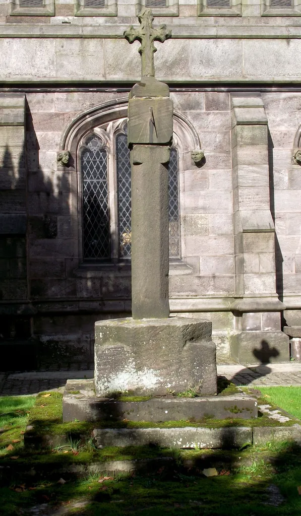 Photograph of the Cross in the churchyard of St Lawrence's Church, Biddulph, Staffordshire, England