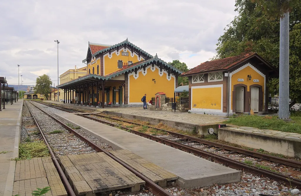 View of Volos train station from the platform.