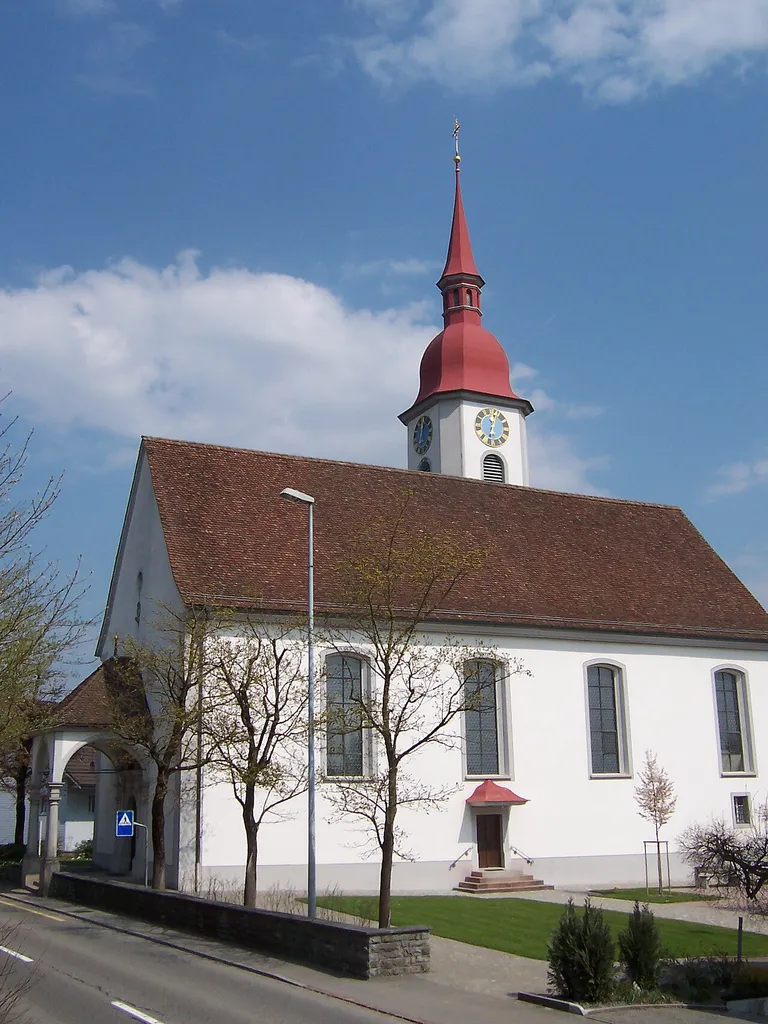 Pfarrkirche St.Nikolaus in Auw, Kanton Aargau, Schweiz (Südansicht)
