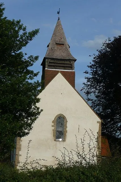 Church of England parish church of St. Nicholas, Beedon, Berkshire: view from the west, showing the bell-turret.