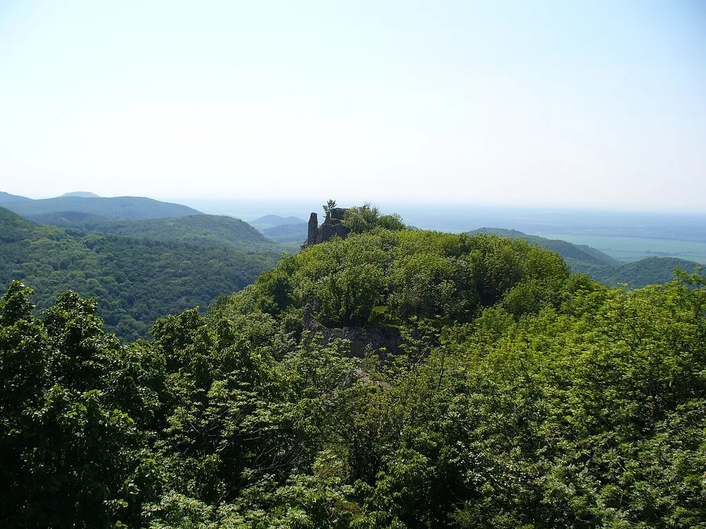 Ruins of Ostrý Kameň Castle in the Little Carpathians, Slovakia