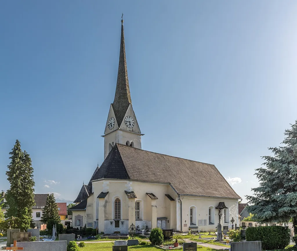 Parish church Sankt Georgen am Sandhof with cemetery, 9th district Annabichl, municipality Klagenfurt, Carinthia, Austria, EU